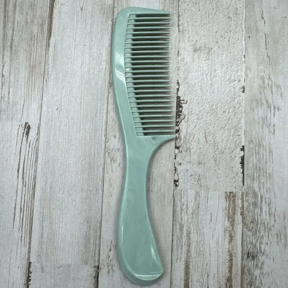 Vintage Clinique Hair Comb Wide-Tooth Green Plastic With Handle Detangling 9”